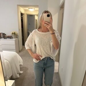 Nally & Millie White Ruffle Sleeve Blouse